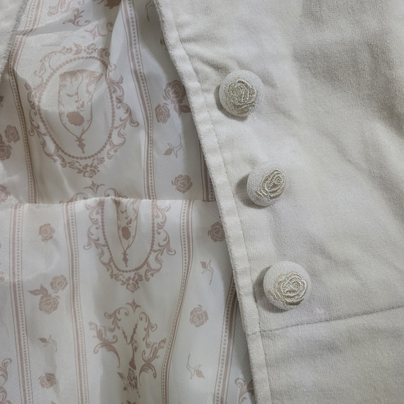 Cream Long Coat with Embroidered Details - Picture 4 of 16